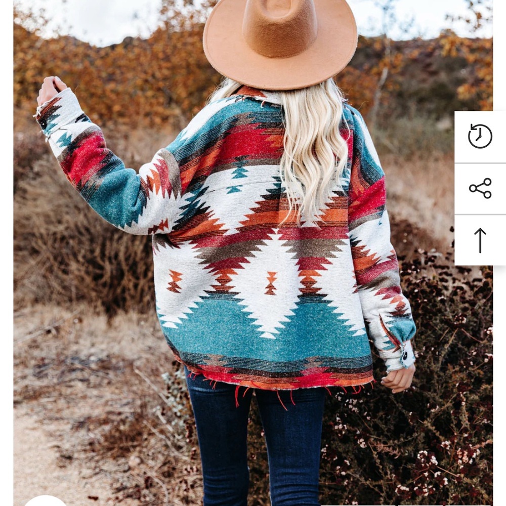 Vici Zion Distressed Button Down Shacket - Rust - image 7